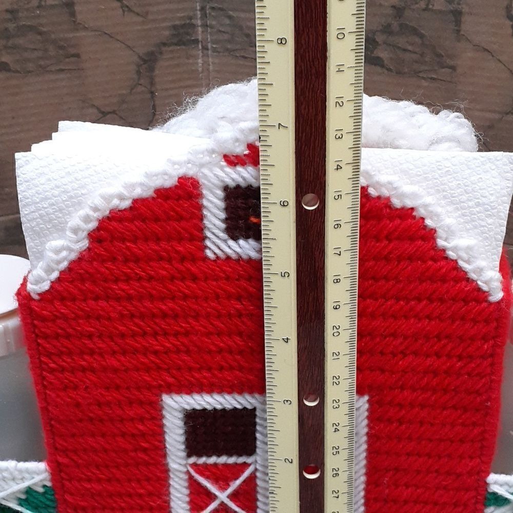 Vintage 2-pcHandmade Needlepoint plastic Canvas barn and 3D birdhouse collection - Picture 9 of 13